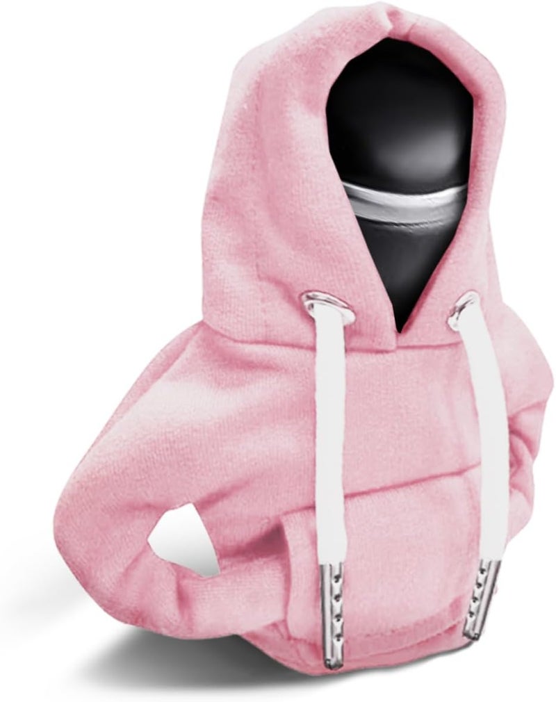 Lecctso Car Shift Knob Hoodie, Fashionable Sweater Hoodie Auto Gear Shift Knob Protector, Universal Car Interior Accessories Funny Car Shift Knob Cover for Car Truck SUV (Pink) - Image 1